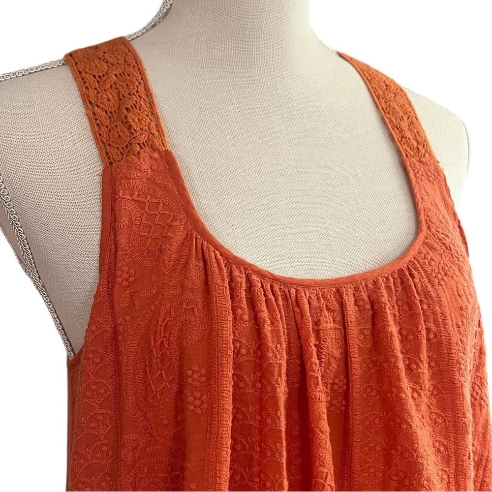 SUNDANCE Embroidered Boho Maxi Dress Burnt Orange Size Small